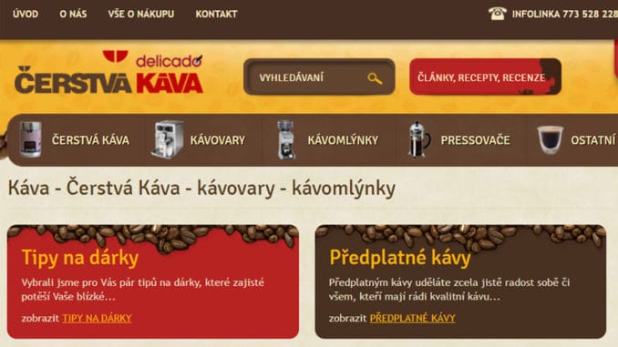 Cerstvakava.cz: kvalitní káva a pestrý sortiment příslušenství